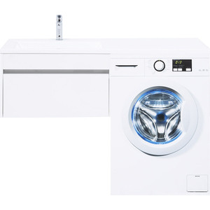 Мебель для ванной Aquanet Токио 130 подвесная, левая, белая, под стиральную машину