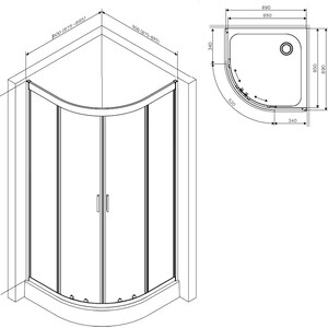 Душевой уголок Am.Pm Gem 90x90 прозрачный, матовое серебро (W90G-401-090WT)