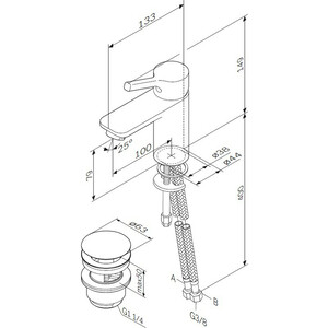 Смеситель для раковины Am.Pm X-Joy S с донным клапаном, хром (F85B82100)
