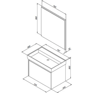Тумба под раковину Aquanet Nova Lite 75 один ящик, дуб рошелье (242274)