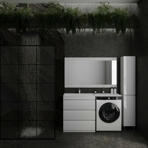 Тумба с раковиной Style line Даллас Люкс 78 (140L) три ящика, под стиральную машину, белая (СС-00002221 + 2000949233543)