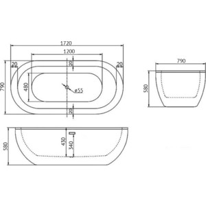 Акриловая ванна Abber 172x79 отдельностоящая (AB9241)