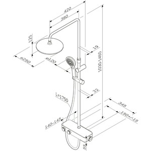 Душевая система Am.Pm Inspire 2.0 с термостатом, хром (F0750A400)