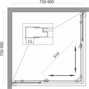 Душевой уголок BelBagno Unique A-2 80х80 с поддоном, рифленый Punto, хром (UNIQUE-A-2-75/90-P-Cr, ЛП00007)