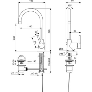 Смеситель для раковины Ideal Standard Ceraline высокий излив (BC195AA)