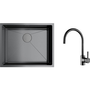Кухонная мойка и смеситель Omoikiri Taki 54-U/IF GM вороненая сталь (4973107, 4994290)