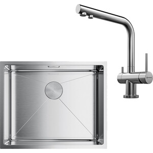 Кухонная мойка и смеситель Omoikiri Taki 54-U/IF IN Nagano нержавеющая сталь (4973046, 4994011)