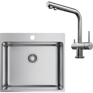 Кухонная мойка и смеситель Omoikiri Amadare 55 IN Nagano нержавеющая сталь (4993718, 4994011)