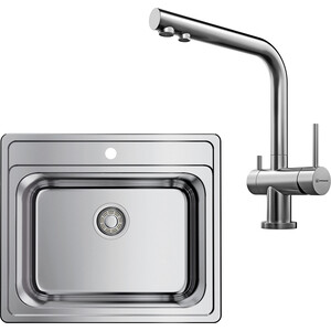 Кухонная мойка и смеситель Omoikiri Ashi 56 IN Nagano нержавеющая сталь (4993449, 4994011)