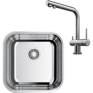 Кухонная мойка и смеситель Omoikiri Omi 44-U/I IN Quadro Nagano нержавеющая сталь (4993494, 4994011)