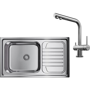 Кухонная мойка и смеситель Omoikiri Haruna 86 IN Nagano нержавеющая сталь (4993451, 4994011)