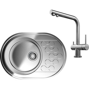 Кухонная мойка и смеситель Omoikiri Kasumigaura 65 IN Nagano нержавеющая сталь (4993727, 4994011)