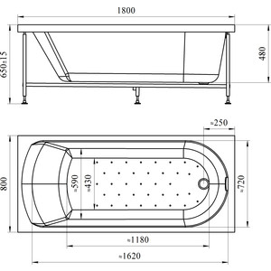 Акриловая ванна Radomir Vannesa Николь 180x80 с каркасом (2-01-0-0-1-210Р)