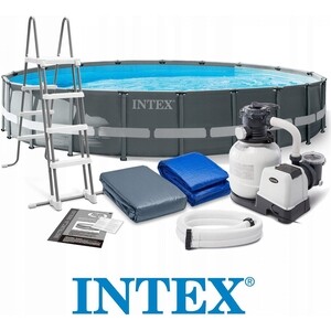 Каркасный бассейн Intex 26334 Ultra XTR Frame 610х122см, 30079л, песч.фил.-нас. 7900л/ч, лестница, тент, подстилка