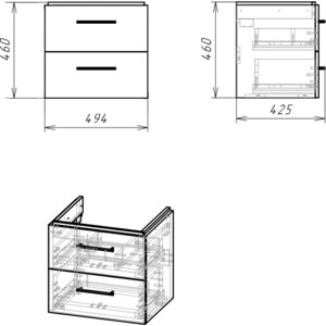 Тумба с раковиной Cersanit Lara 50 белая (64131, S-UM-COM50/1-w)