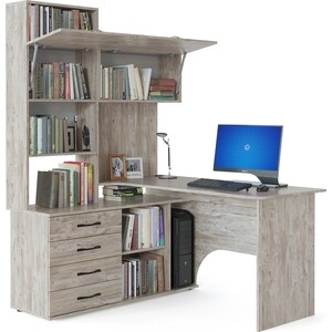 Стол компьютерный СОКОЛ КСТ-14Л дуб юкон левый