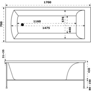 Акриловая ванна Jacob Delafon Ove 170x70 прямоугольная (E6D302RU-00)