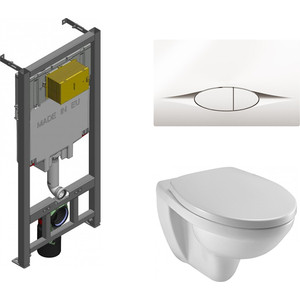 Комплект унитаза Jacob Delafon Patio с инсталляцией, сиденьем микролифт и клавишей белая (Set Patio E29025+E29026)