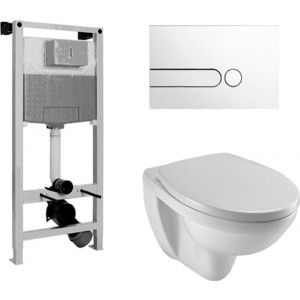 Комплект унитаза Jacob Delafon Patio с инсталляцией, сиденьем микролифт и клавишей белая (Set PATIO E5504/E4326-00)