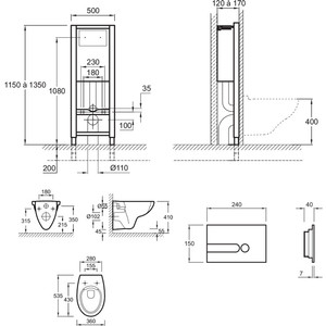Комплект унитаза Jacob Delafon Patio с инсталляцией, сиденьем микролифт и клавишей белая (Set PATIO E5504/E4326-00)