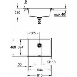 Кухонная мойка Grohe K700 черный гранит (31655AP0)