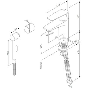 Смеситель для раковины Am.Pm Gem с гигиеническим душем, хром (F90A03000)