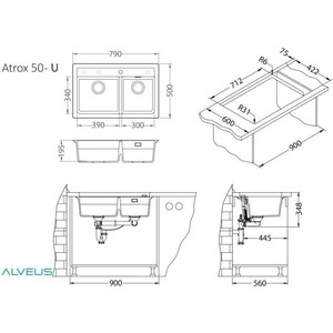 Кухонная мойка Alveus Atrox 50 granital, concrete (1132001)