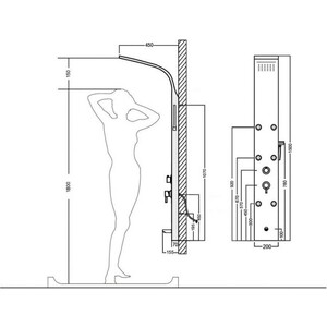 Душевая панель Aquanet Galaxy White AP40-03 с изливом и гидромассажем, белый матовый (237438)