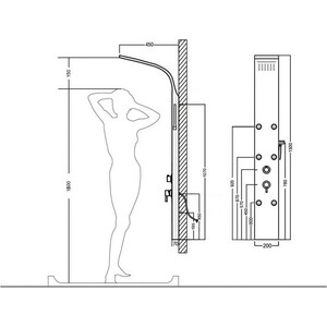Душевая панель Aquanet Galaxy Black AP40-04 с гидромассажем, черный матовый (237439)