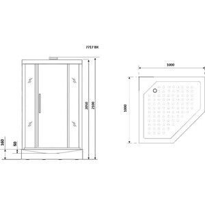 Душевая кабина Niagara NG-7717GBK 100х100х210