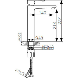 Смеситель для раковины Kaiser Elite высокий излив, черный (01111-2)