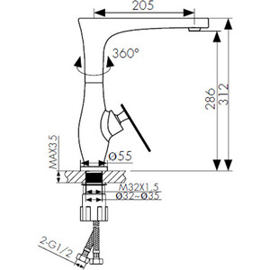Смеситель для кухни Kaiser Star черный (02044-2)