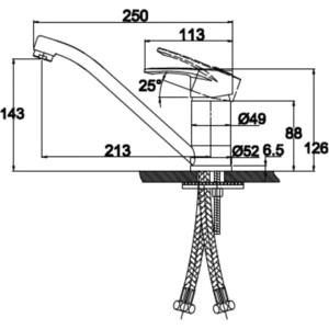 Смеситель для кухни Kaiser City с гайкой, хром (21133)