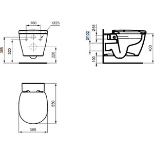 Унитаз подвесной (чаша) Ideal Standard Connect безободковый (E814901)