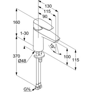 Смеситель для раковины Kludi Pure&Solid хром (342920575)