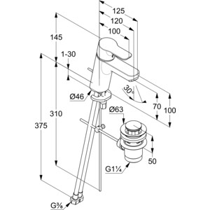 Смеситель для раковины Kludi Pure&Easy с донным клапаном, белый (373829165)