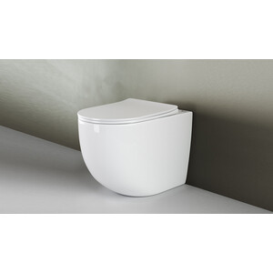 Унитаз приставной безободковый Ceramicanova Mia Rimless с крепежом, с сиденьем микролифт (CN1810)