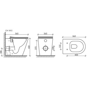Унитаз приставной безободковый Ceramicanova Highlight Rimless с сиденьем микролифт (CN1812)
