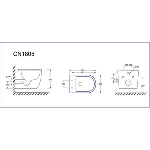 Унитаз подвесной безободковый Ceramicanova Mia Rimless с крепежом, с сиденьем микролифт (CN1805)