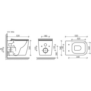 Унитаз подвесной безободковый Ceramicanova Cubic Rimless с крепежом, с сиденьем микролифт (CN1806)