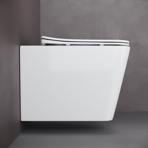 Унитаз подвесной безободковый Ceramicanova Cubic Rimless с крепежом, с сиденьем микролифт (CN1806)
