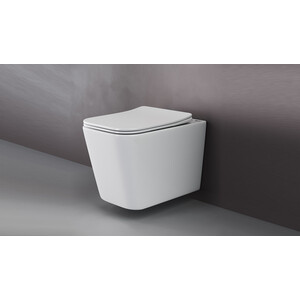 Унитаз подвесной безободковый Ceramicanova Cubic Rimless с крепежом, с сиденьем микролифт (CN1806)