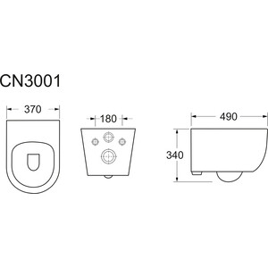 Унитаз подвесной безободковый Ceramicanova Play Rimless с крепежом, с сиденьем микролифт (CN3001)