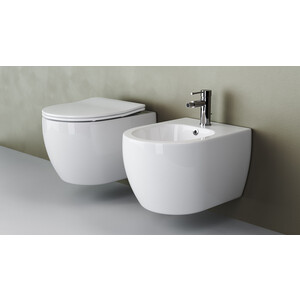 Унитаз подвесной безободковый Ceramicanova Play Rimless с крепежом, с сиденьем микролифт (CN3001)