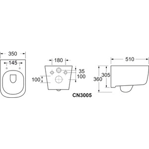 Унитаз подвесной безободковый Ceramicanova New Day Rimless с крепежом, с сиденьем микролифт (CN3005 )