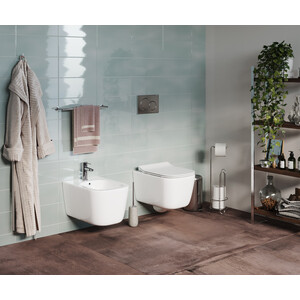 Унитаз подвесной безободковый Ceramicanova New Day Rimless с крепежом, с сиденьем микролифт (CN3005 )