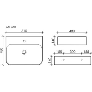 Раковина накладная Ceramicanova Aura 61х48 (CN2001)