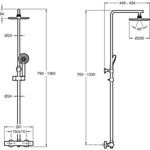 Душевая система Jacob Delafon Brave с термостатом, хром (E24322-CP)