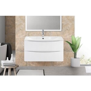 Тумба с раковиной BelBagno Acqua 100 bianco lucido (ACQUA-1000-2C-SO-BL, BB1000/455-LV-MR-ALR)