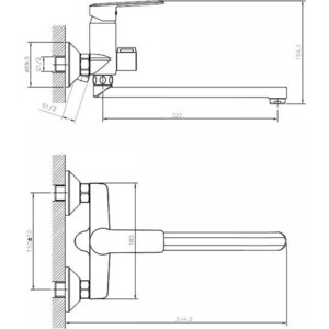 Смеситель для ванны Agger Clean универсальный, хром (A2421100)